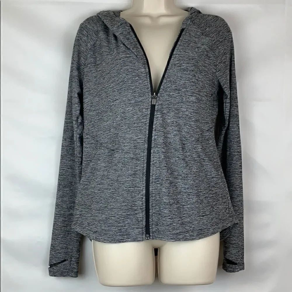 Athleta grey heathered space dye full zip hoodie